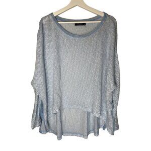 Anna Grace Sweater Womens Knit Top Oversized Size Medium Blue White Fall Casual